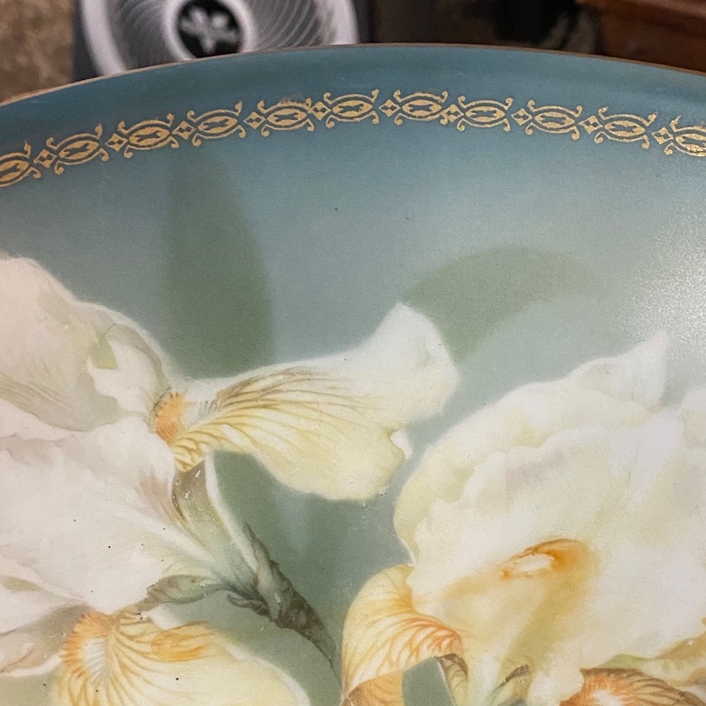 RS Silesia Germany Gold Gilt Hand Painted Tulip Porcelain Bowl c.1920s 9" - Picture 13 of 16